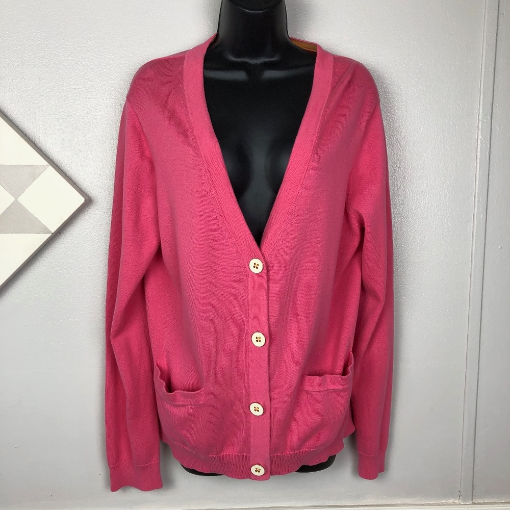 Lilly Pulitzer XL Solid Pink Cardigan Sweater